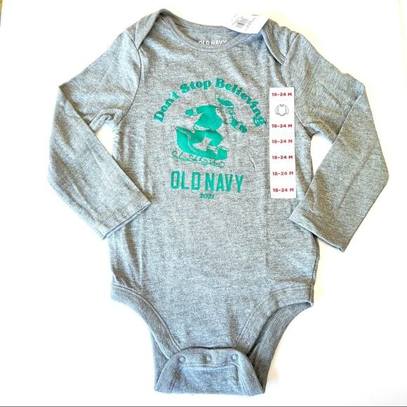 Old Navy Baby Long Sleeve Graphic Logo Bodysuit Sz 18-24M - Picture 1 of 6